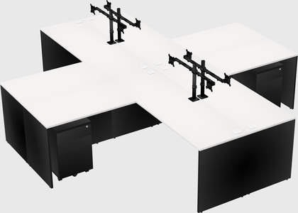 Quad l-shaped office desks