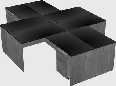 Quad l-shaped office desks