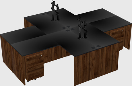 Quad l-shaped office desks