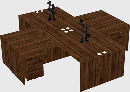 Quad l-shaped office desks