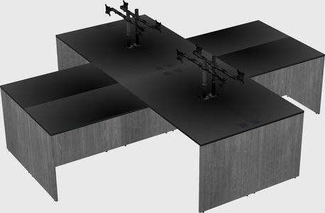 Quad l-shaped office desks