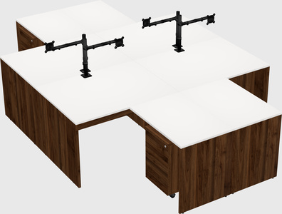 Quad l-shaped office desks