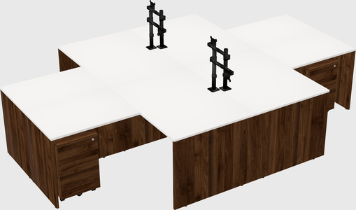 Quad l-shaped office desks