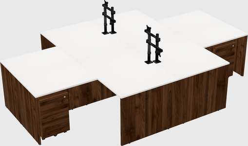 Quad l-shaped office desks