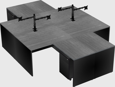 Quad l-shaped office desks