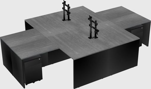 Quad l-shaped office desks