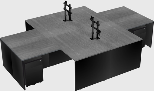 Quad l-shaped office desks