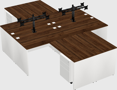 Quad l-shaped office desks