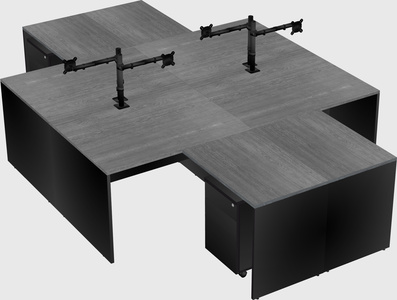 Quad l-shaped office desks