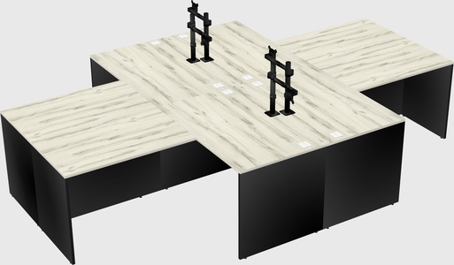 Quad l-shaped office desks