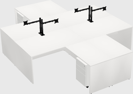 Quad l-shaped office desks