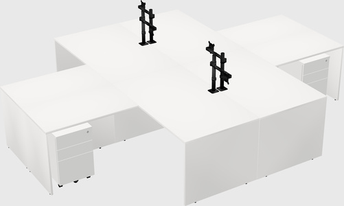 Quad l-shaped office desks