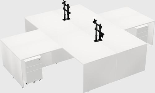 Quad l-shaped office desks