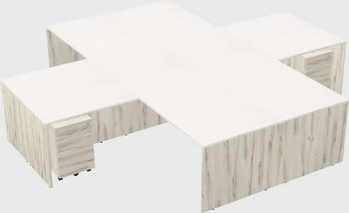 Bureaux de bureau quadruples en forme de l