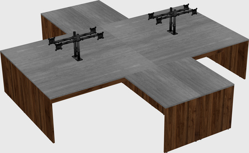 Quad l-shaped office desks