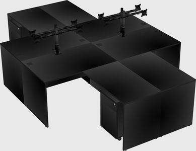 Quad l-shaped office desks