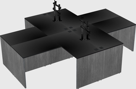 Quad l-shaped office desks