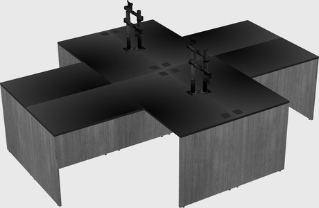 Quad l-shaped office desks