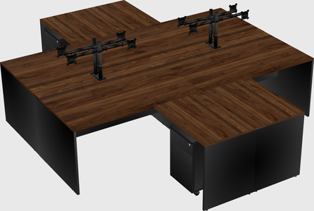 Quad l-shaped office desks