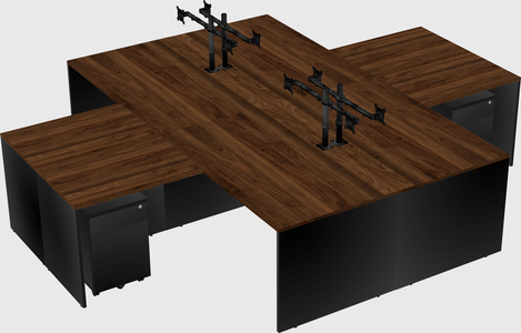Quad l-shaped office desks