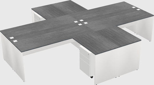 Bureaux de bureau quadruples en forme de l