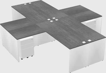 Bureaux de bureau quadruples en forme de l
