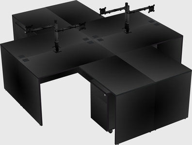 Quad l-shaped office desks