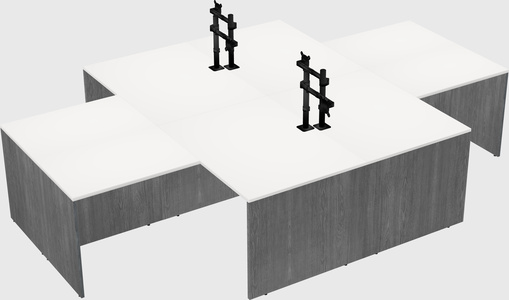 Quad l-shaped office desks