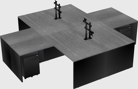 Quad l-shaped office desks
