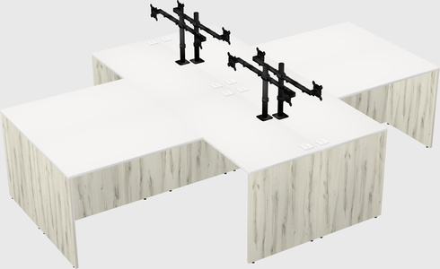 Quad l-shaped office desks