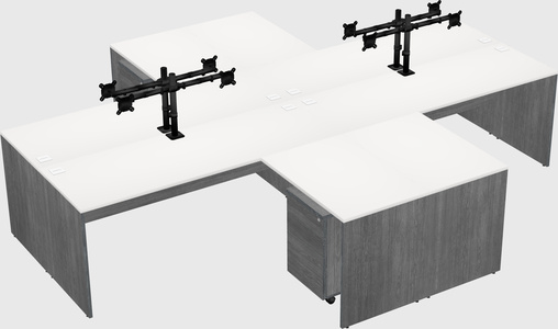 Quad l-shaped office desks