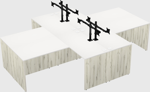 Quad l-shaped office desks