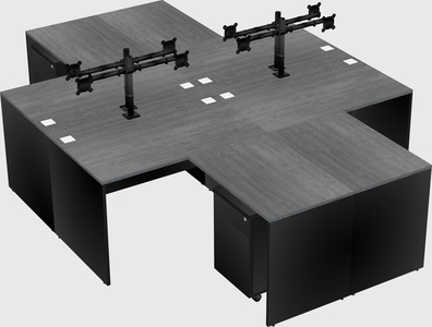 Quad l-shaped office desks