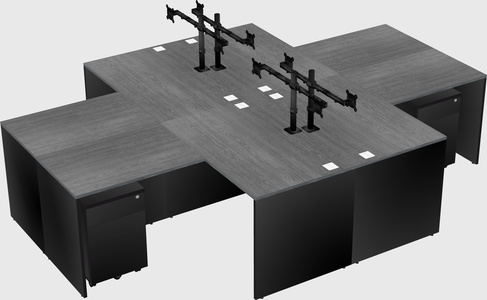 Quad l-shaped office desks