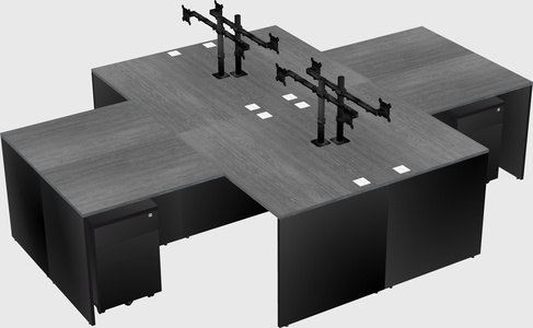 Quad l-shaped office desks