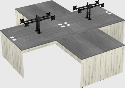 Quad l-shaped office desks