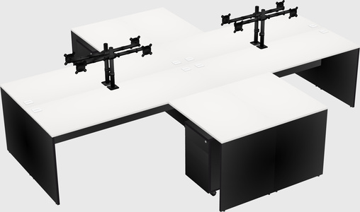 Quad l-shaped office desks