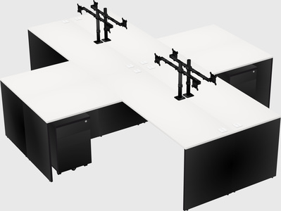 Bureaux de bureau quadruples en forme de l