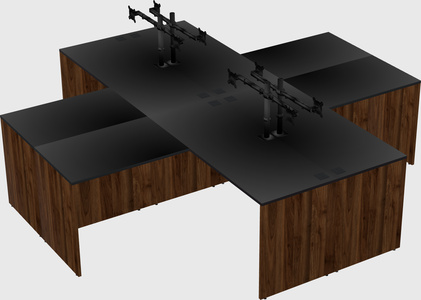 Quad l-shaped office desks
