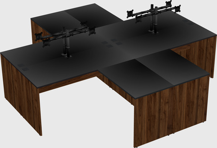 Quad l-shaped office desks
