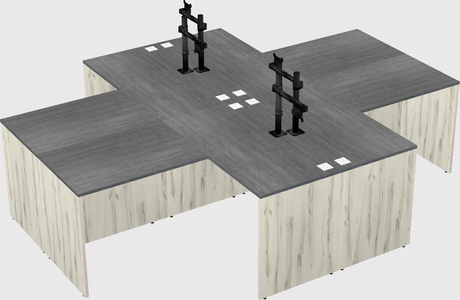 Quad l-shaped office desks