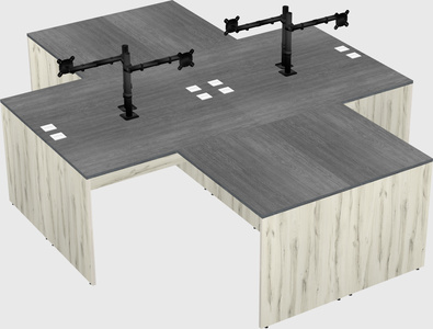 Quad l-shaped office desks