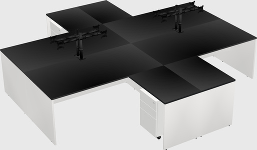 Bureaux de bureau quadruples en forme de l