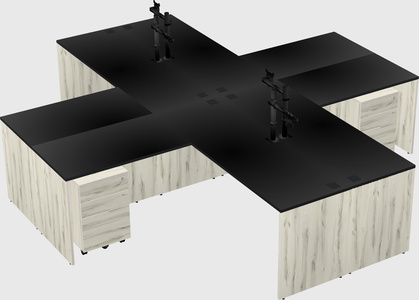 Quad l-shaped office desks