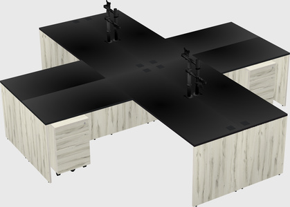 Quad l-shaped office desks
