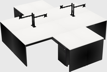 Quad l-shaped office desks
