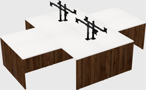 Quad l-shaped office desks