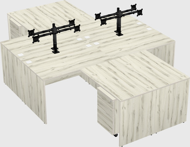 Quad l-shaped office desks