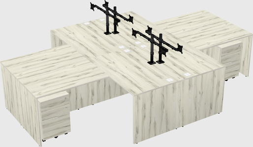 Quad l-shaped office desks