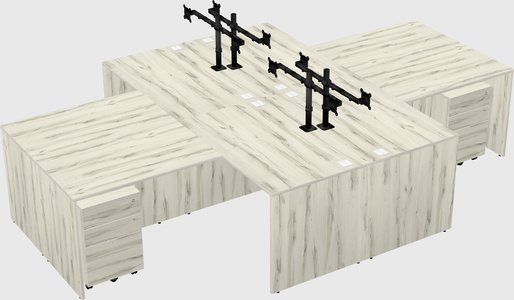 Quad l-shaped office desks
